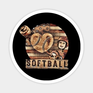 Softball i love retro softball art birthday Magnet